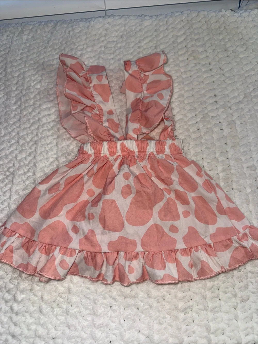 SHEIN Pink Animal-Print Ruffle Bow Sundress for Girls